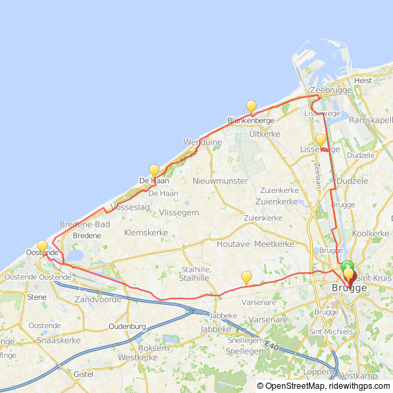 West Flanders Cycle Tour Route Map