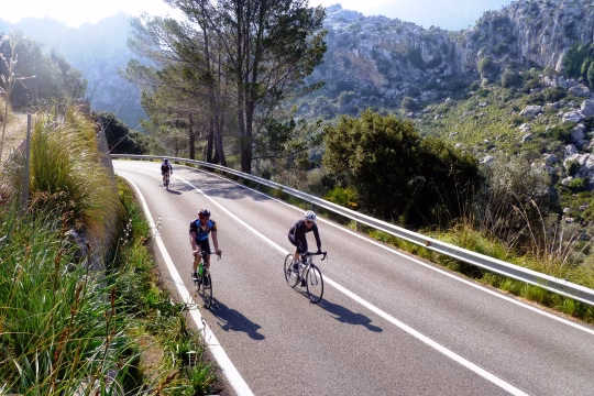 Cyclists enjoying the coastal road on the Croatia coastline while riding from Venice to Dubrovnik
