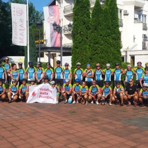 group of cyclists enjoying a charity fundraising cycle event in Europe organised by cycling event organiser European Cycling Tours