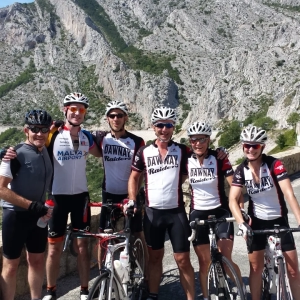 Group of friends on a cycling holiday in Croatia while cycling from Venice to Dubrovnik with cycling holiday organiser European Cycling Tours, London