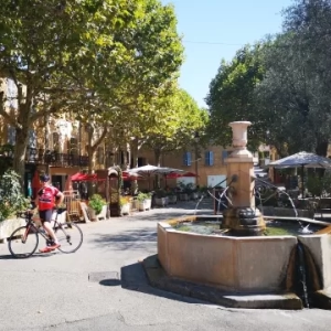 A cyclist taking a break while on a cycling holiday in France organised by cycle tour company, European Cycling Tours